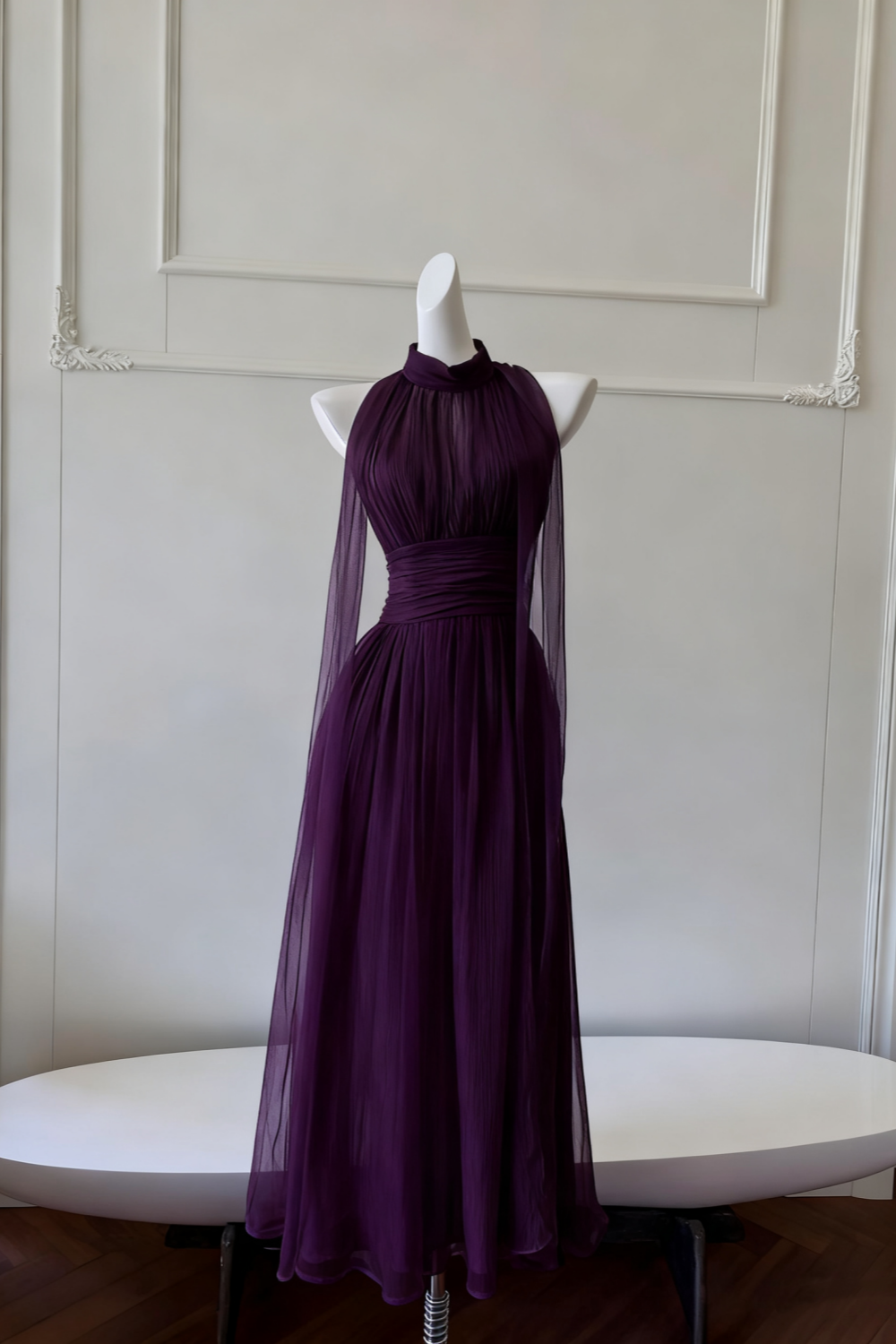 NiceVestidos - Robe longue fluide en mousseline à bretelles NV6085