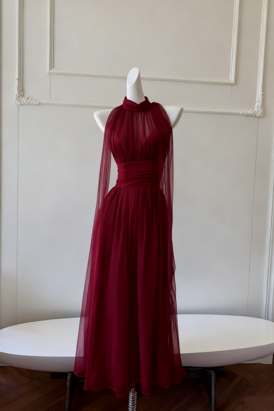 NiceVestidos - Robe longue fluide en mousseline à bretelles NV6085