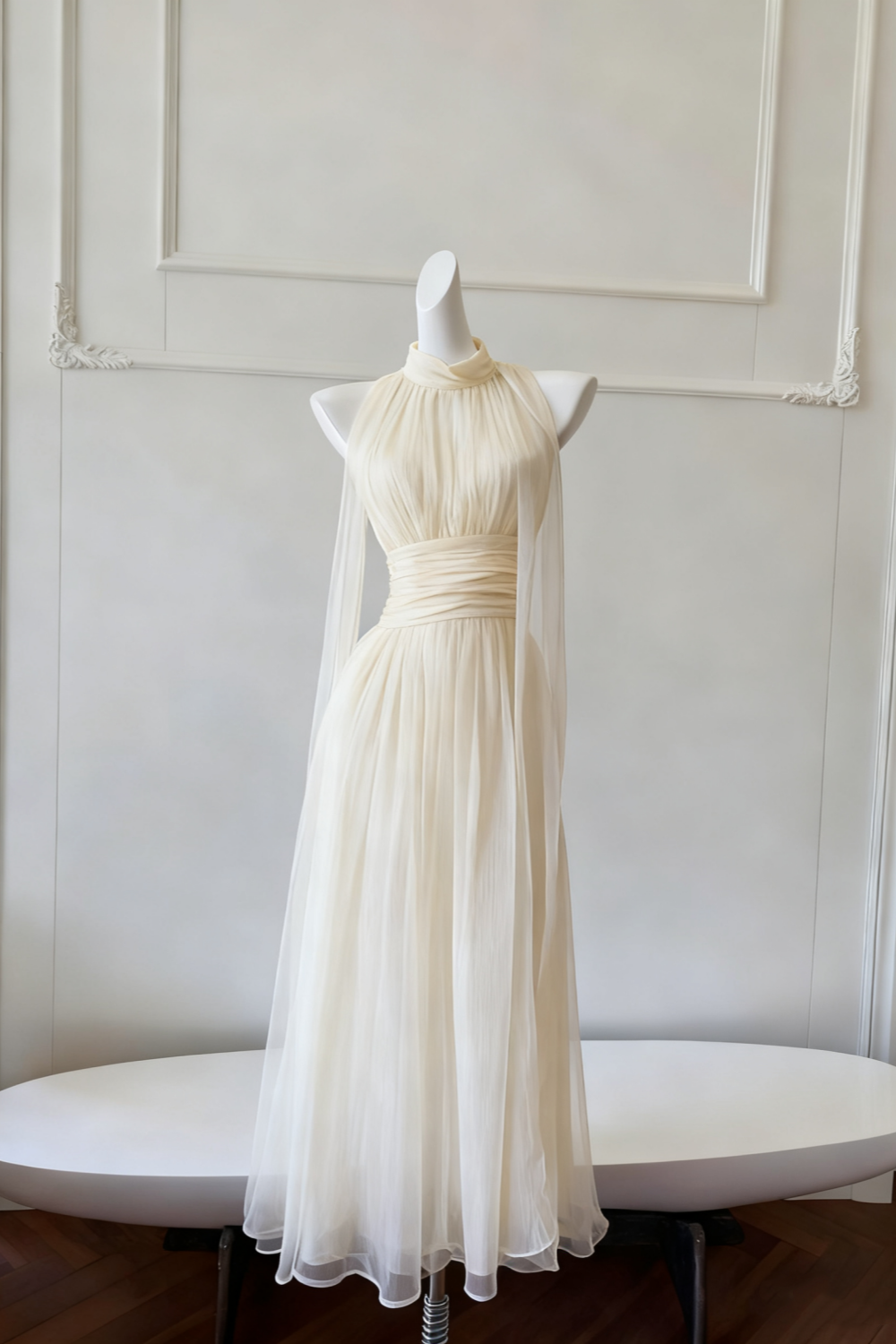 NiceVestidos - Robe longue fluide en mousseline à bretelles NV6085