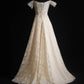 NiceVestidos--Milky Apricot Lace - Embroidered Tulle Spaghetti - Strap Off - Shoulder Floor - Length Evening Dress NV5826