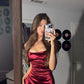 Burgundy satin banquet dress short homecoming dress evening dress prom dress party dress nv1852