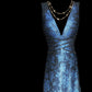 Blue Stylish Elegant V-Neck Exquisite Lace Long Tulle Floor-length Ball Gown Evening Gown Birthday Party Gown Prom Gown nv3970