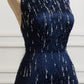 Robe de soirée de cérémonie luxueuse bleu marine ornée de perles NiceVestidos NV6094