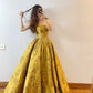 Gold Fashion Elegant Vintage Long Satin Ball Gown Evening Dress nv4774