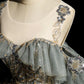 A-Line Round Neck Tulle Gray Blue Long Prom Dress, Tulle Sequin Lace Long Evening Dress nv1495