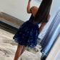 Off Shoulder Navy Blue/Burgundy/White Lace Prom Dresses, Navy Blue/Burgundy/White Lace Homecoming Dresses, Short Off the Shoulder Formal Graduation Evening Dresses  nv1486