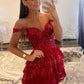 Off Shoulder Navy Blue/Burgundy/White Lace Prom Dresses, Navy Blue/Burgundy/White Lace Homecoming Dresses, Short Off the Shoulder Formal Graduation Evening Dresses  nv1486