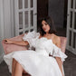 White Fashion Off Shoulder Chiffon Homecoming Dress Layered Ruffle Short Prom Dress nv1856