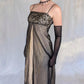 Black gold vintage fashion exquisite embroidery floral beaded long tulle satin ball gown birthday party dress evening dress prom dress nv3907