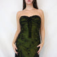 ✨💚Vintage Beaded Green Fairy Long Chiffon Mini Formal Homecoming Dress Birthday Party Dress nv4991