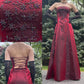 Burgundy Vintage Fashion Elegant Exquisite Beaded Spaghetti Strap Long Tulle Ball Gown Evening Gown Party Dress nv3757