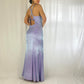 Purple Iridescent Vintage Square Neck Strapless Long Chiffon Ball Gown Evening Dress Party Dress nv4245