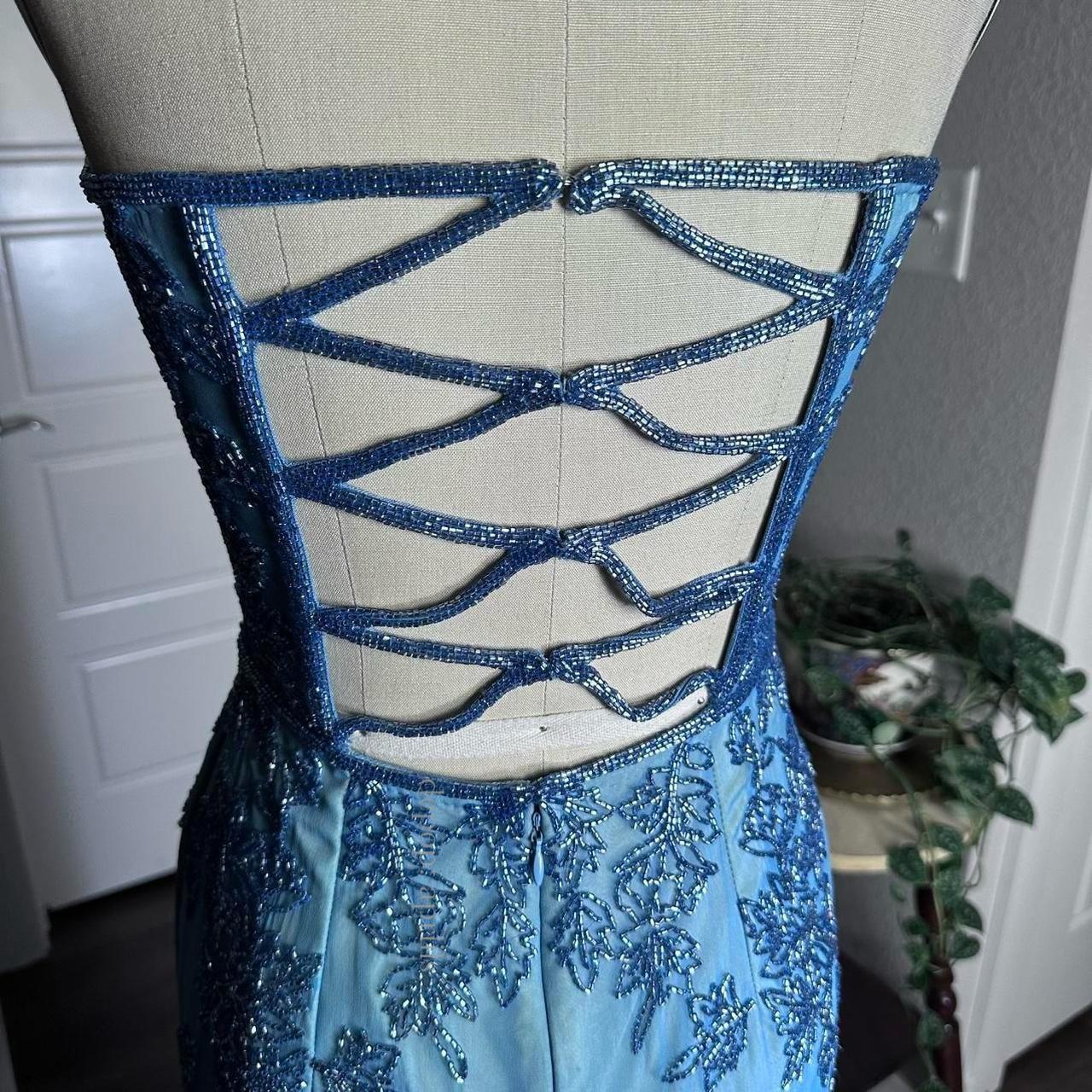 Blue Retro Fashion Elegant Luxury Gorgeous Exquisite Full Body Beaded Long Tulle Ball Gown Evening Gown Party Dress Prom Gown nv3923