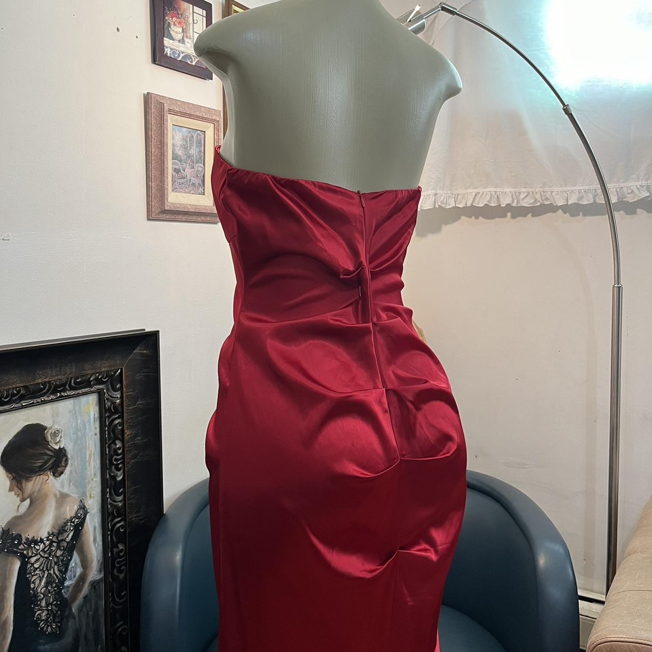 Red vintage fashion elegant long satin prom dress evening gown party dress nv3666