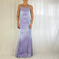 Purple Iridescent Vintage Square Neck Strapless Long Chiffon Ball Gown Evening Dress Party Dress nv4245