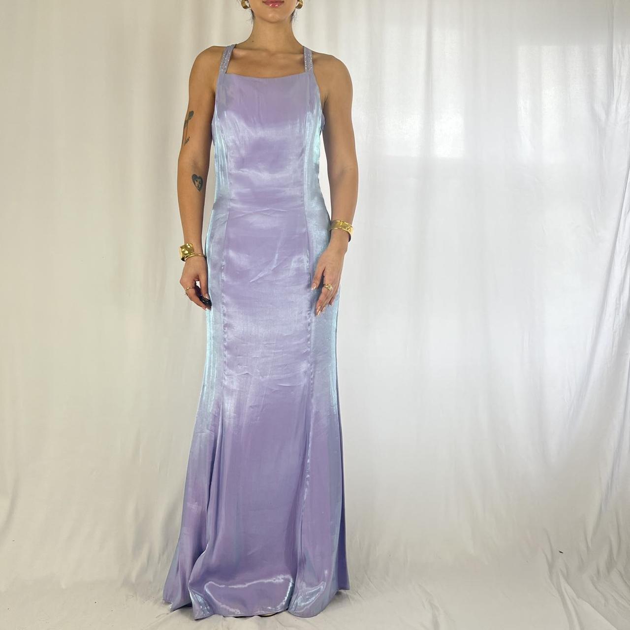 Purple Iridescent Vintage Square Neck Strapless Long Chiffon Ball Gown Evening Dress Party Dress nv4245
