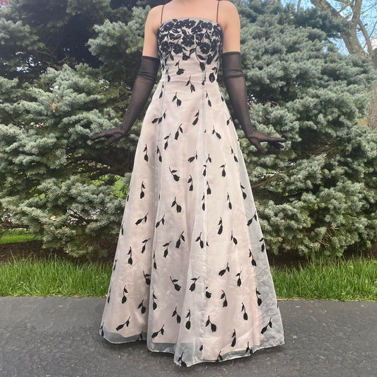 🖤Vintage Gothic Style Layered Chiffon Floral Ball Gown Satin Tulle, Ball Gown Evening Gown Party Dress nv4255
