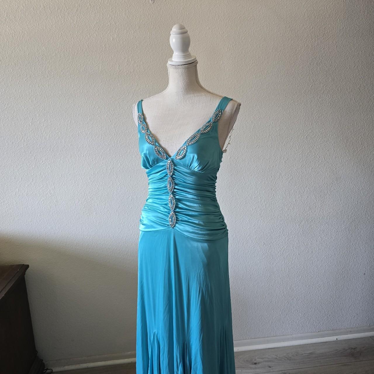 Blue Elegant Fashion Long Exquisite Beaded Long Satin Prom Dress Evening Dress Party Dress nv3748