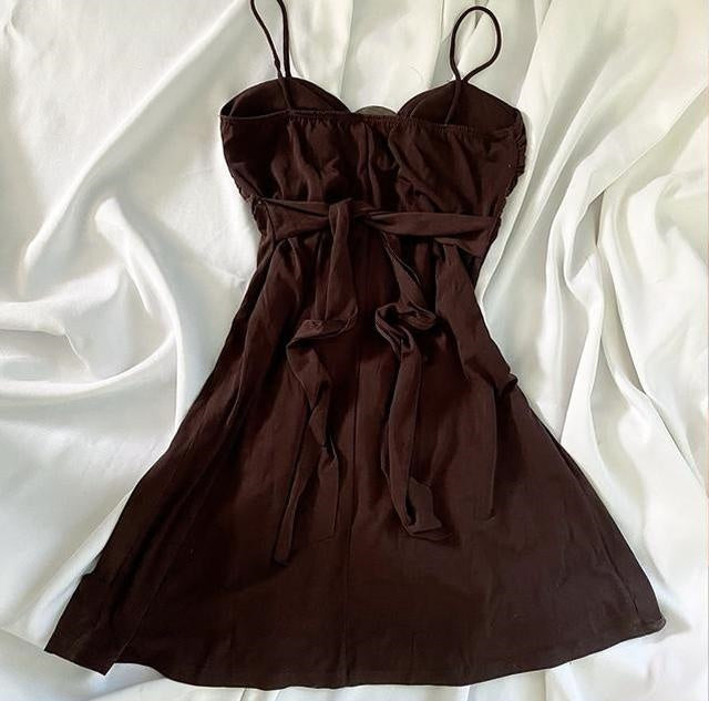 Brown Vintage Fairy Chiffon Homecoming Dress Party Dress Birthday Dress Prom Dress nv4539
