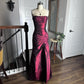 Burgundy Vintage Fashion Elegant Exquisite Floral Beading Long Satin Ball Gown Evening Dress Party Dress Prom Dress nv3924