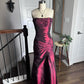 Burgundy Vintage Fashion Elegant Exquisite Floral Beading Long Satin Ball Gown Evening Dress Party Dress Prom Dress nv3924