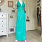 Blue vintage beaded mermaid sequined halter long prom dress evening gown party dress nv4242