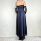 Robe de soirée longue en mousseline de soie, style gothique, vintage, noire et bleue, avec broderie perlée, style empire, nv5404