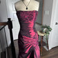 Burgundy Vintage Fashion Elegant Exquisite Floral Beading Long Satin Ball Gown Evening Dress Party Dress Prom Dress nv3924