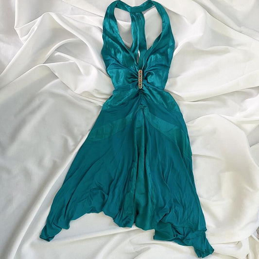 Blue Vintage Fairy Short Satin Homecoming Dress Party Dress Birthday Dress Prom Dress nv4541