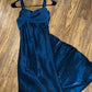 Dark Blue Fashion Elegant Spaghetti Strap Long Satin Women's Ball Gown Evening Dress Party Dress nv3746