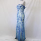 💙Vintage Aqua Blue Exquisite Beaded Long Tulle Formal Prom Dress Evening Party Dress nv4994