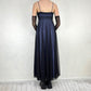 Robe de soirée longue en mousseline de soie, style gothique, vintage, noire et bleue, avec broderie perlée, style empire, nv5404