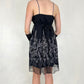 Robe de soirée vintage mi-longue en mousseline de soie, noire et blanche, exquise, perlée, robe de bal, robe de fête d'anniversaire, nv5405