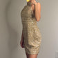 Gold Shiny Sequin Fashion Homecoming Dress Short Birthday Cocktail Party Dress nv4619