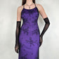 Vintage Purple Black Gothic Vampire Beaded Floral Long Formal Dress Prom Gown Chiffon nv5402