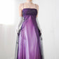 Purple Elegant Fashion Gradient Exquisite Beading Spaghetti Straps Long Tulle Satin Backless Lace-up Ball Gown Evening Dress Party Dress nv3669