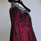 Red Black Vintage Fashion Delicate Floral Beaded Lace Long Tulle Satin Ball Gown Birthday Party Dress Evening Dress Prom Dress nv3906