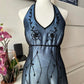 Blue Gorgeous Vintage Elegant Exquisite Beaded Suspender Long Tulle Ball Gown Evening Gown Party Dress Prom Gown  nv4247
