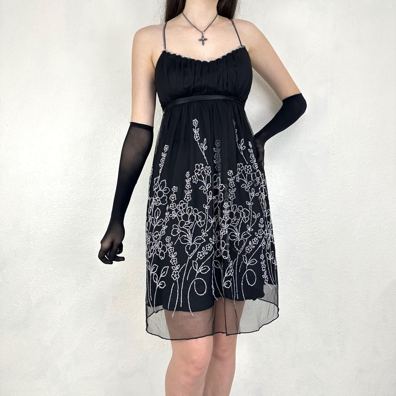 Robe de soirée vintage mi-longue en mousseline de soie, noire et blanche, exquise, perlée, robe de bal, robe de fête d'anniversaire, nv5405