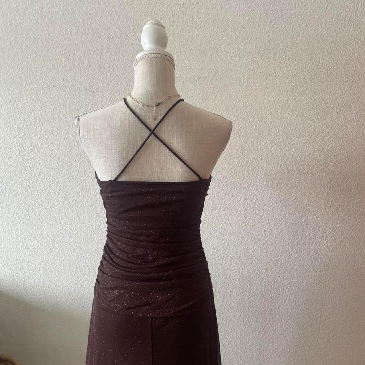 Brown Shiny Retro Strapless Pretty Fashion Long Chiffon prom dress Evening Dress Party Dress nv3750