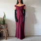 Vintage Burgundy High Waist Off Shoulder Fairy Elegant Beaded Stunning prom dress Evening Dress nv3751