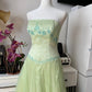 Green floral vintage ball gown long tulle formal fairy ball gown evening dress party dress nv4246