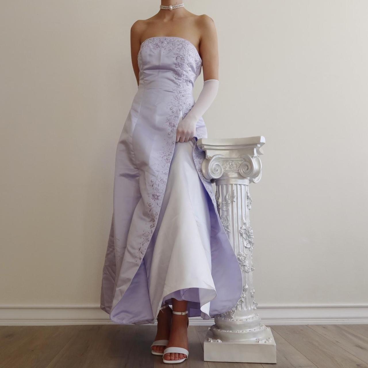 Light Purple Vintage Elegant Exquisite Floral Beading Long Satin Tulle Ball Gown Evening Dress Birthday Party Dress Prom Dress nv4001