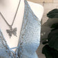 Light Blue Stunning Cinderella Sequin Beading Sparkling V Neck Long Satin Ball Gown Evening Gown Party Dress nv4253