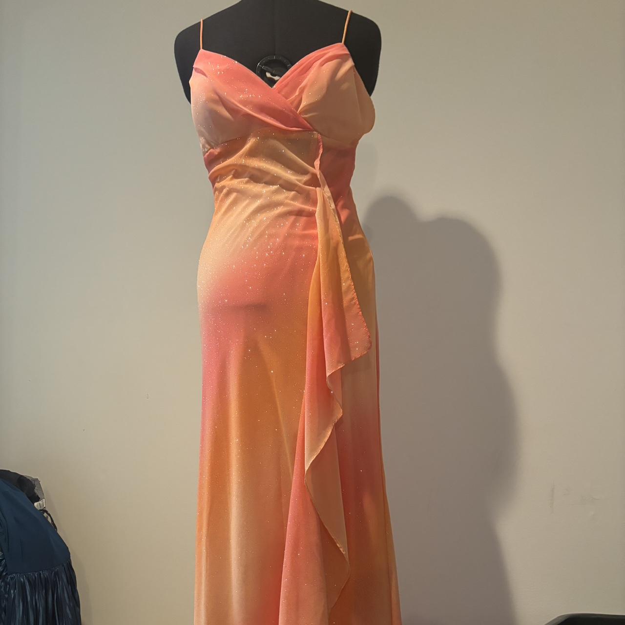Orange Fashion Gradient Elegant Sleeveless Long Chiffon Floor Length Ball Gown Evening Dress Party Dress nv3722