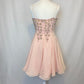 Light pink shiny sweet elegant delicate floral beaded sequin short chiffon ball gown evening dress party dress homecoming dress prom dress nv3828