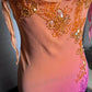 Orange Fashion Gradient Gorgeous Spaghetti Strap Beaded Long Chiffon Ball Gown Evening Dress Party Dress nv3664