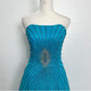 Blue gorgeous shiny exquisite beading elegant long stylish satin chiffon formal prom dress evening gown party dress nv3645