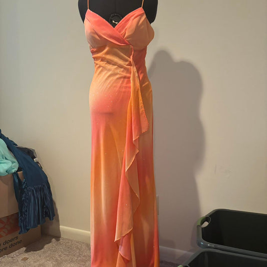 Orange Fashion Gradient Elegant Sleeveless Long Chiffon Floor Length Ball Gown Evening Dress Party Dress nv3722