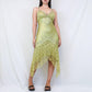 ✨💚Vintage Beaded Chartreuse Fairy Long Lace Mini Formal Homecoming Dress Birthday Party Dress nv4990
